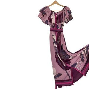 Nine West purple peasant top fluttery maxi skirt